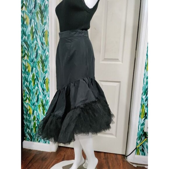NWT Sandra Mansour x H&M Asymmetric Ruffle Tulle Flounce Skirt Black Womens Sz 2 - Picture 5 of 15
